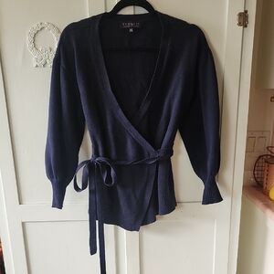 Eloquii Navy Wrap Tie Cardigan